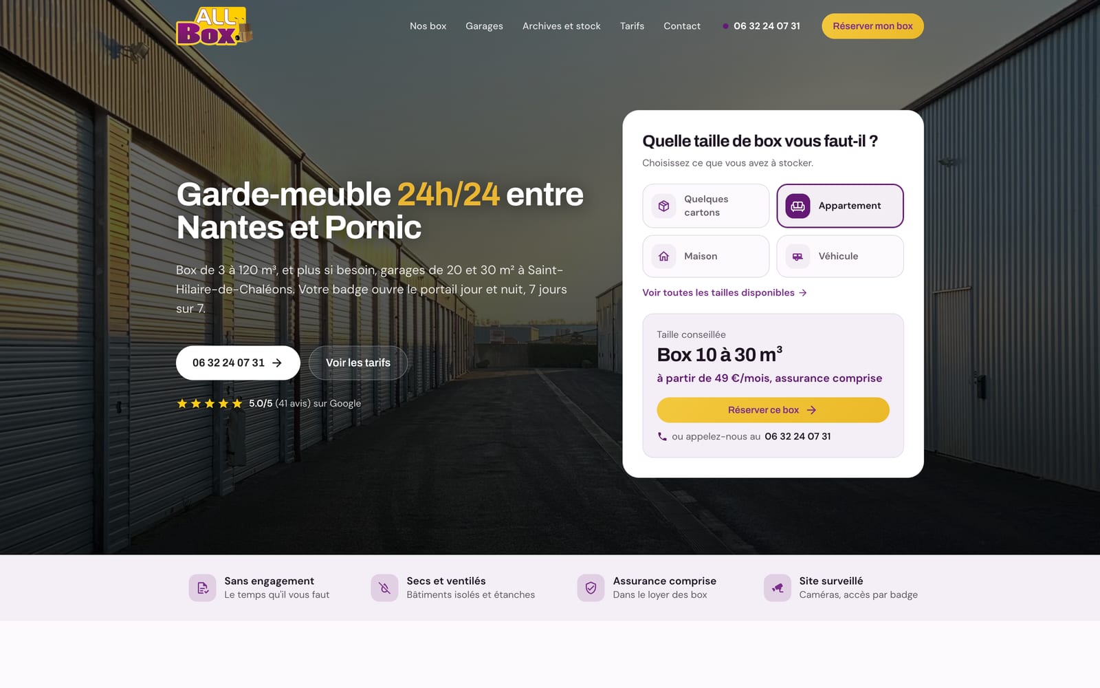 Site web client - All Box, garde-meuble et garages entre Nantes et Pornic