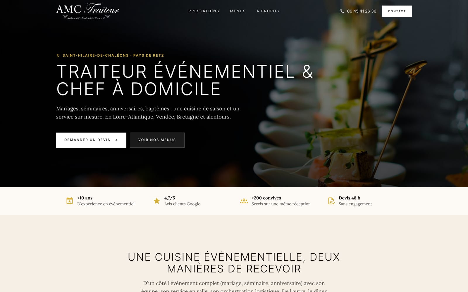 Site web client - AMC Traiteur