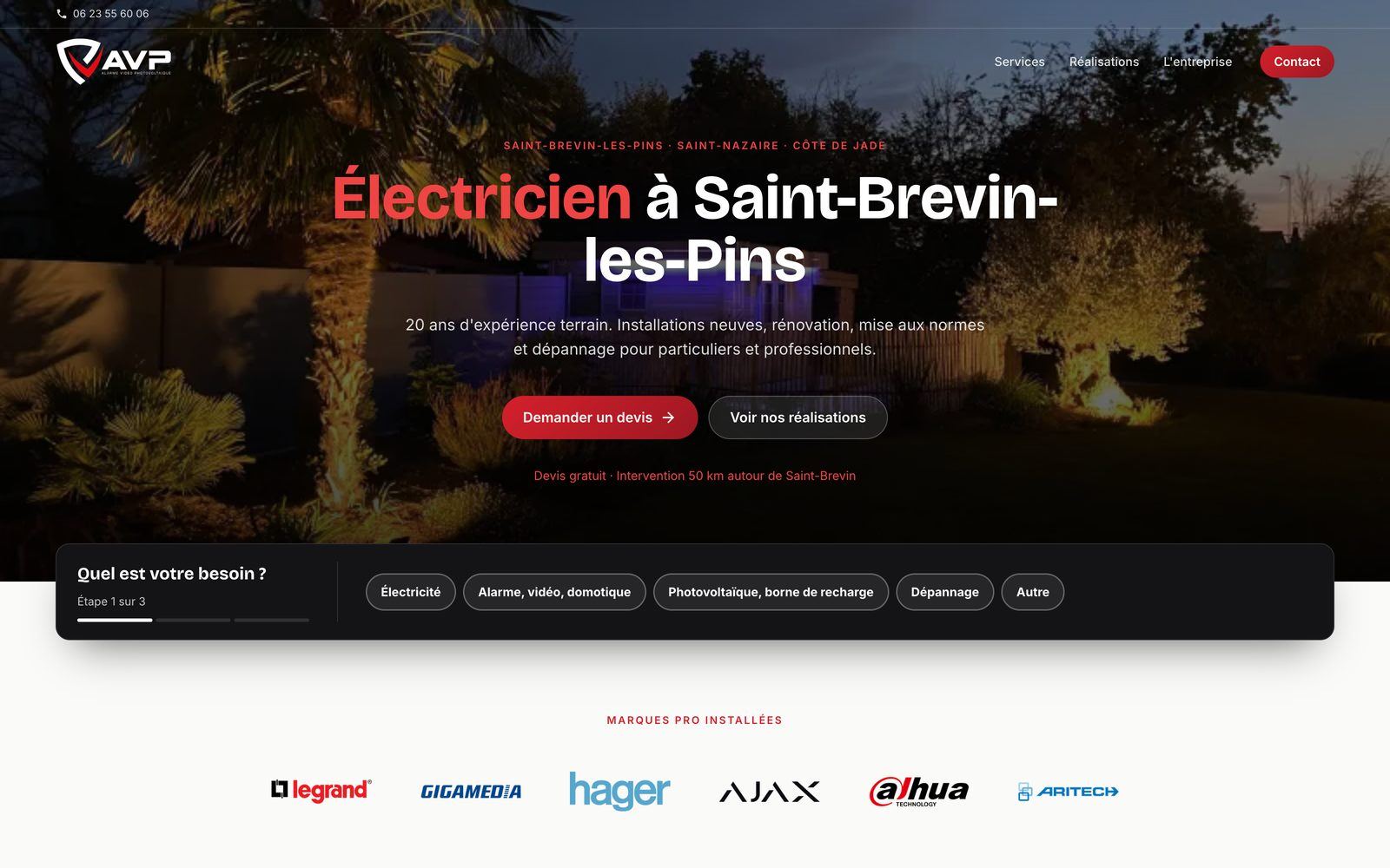 Site web client - AVP, électricien à Saint-Brevin-les-Pins