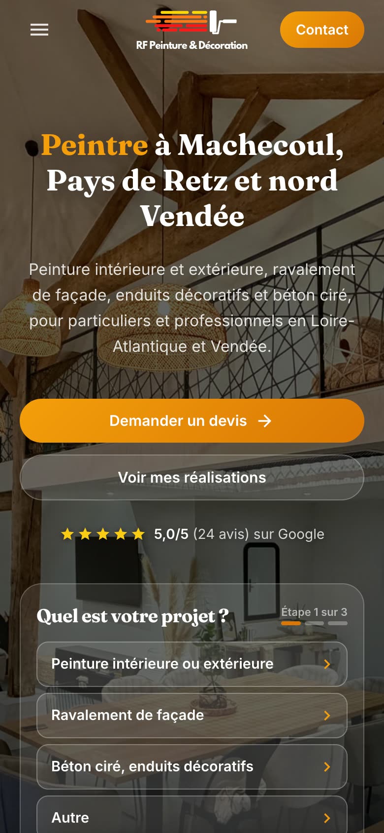 Site web client - RF Peinture & décoration, version mobile