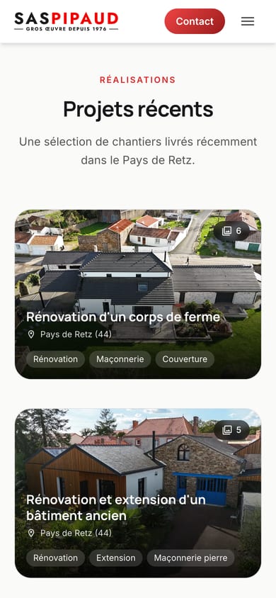 Site web client - SAS Pipaud — version mobile